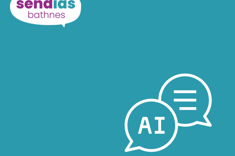 Teal background with symbol representing AI